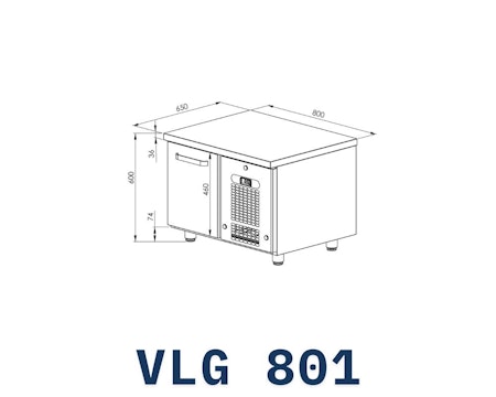 Grillkylbänk VLG-801, 1st låda för GN1/1-200mm, 800x650x600mm, COOLPART