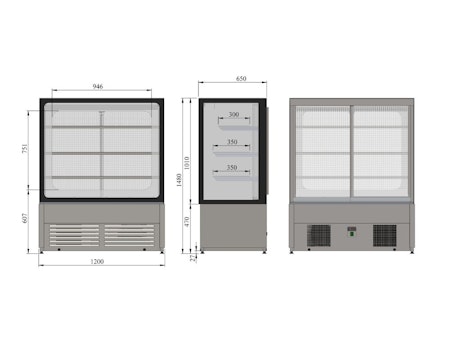 Kylmonter CUBIC EL 1200, Öppen mot kund, 1200x650x1480mm, COOLPART