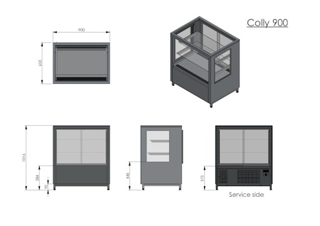 Kylmonter COLLY 900, 2st glashyllor+bottenhylla, 900x650x1000mm, COOLPART