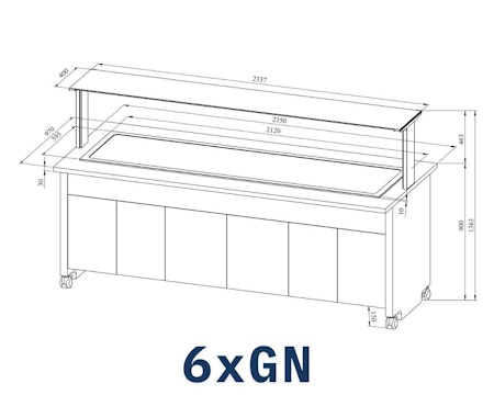 Buffévagn med Kylplatta 6xGN, TREND KTV T 6GN, 2350x970x1363mm, COOLPART