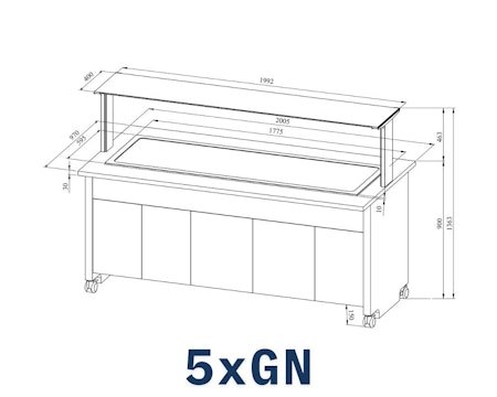 Buffévagn med Kylplatta 5xGN, TREND KTV T 5GN, 2005x970x1363mm, COOLPART