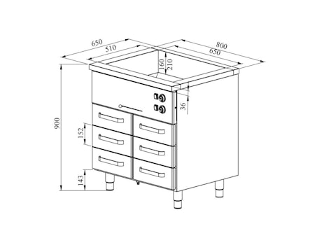 Värmeskåp med vattenbad 800x650x900mm (2xGN 1/1-150 + 6 skåp GN 1/1-100) KLH-806, COOLPART