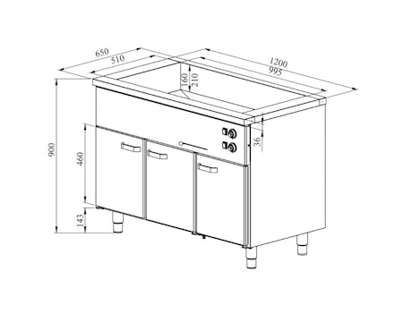 Värmeskåp med vattenbad 1200x650x900mm (3xGN 1/1-150+ 3 skåp GN1/1) KLH-1230, COOLPART