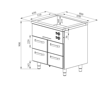 Värmeskåp med vattenbad 800x650x900mm (2xGN 1/1-150+4 skåp GN 1/1-150) KLH-804, COOLPART