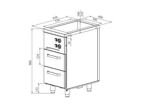 Värmeskåp med vattenbad 400x650x900mm (1xGN 1/1-150+2 lådor GN 1/1-150 ) KLH-402, COOLPART