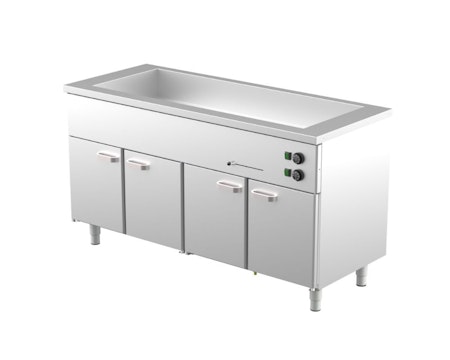 Värmeskåp med vattenbad 1600x650x900mm (4xGN 1/1-150+4 skåp GN 1/1) KLH-1640, COOLPART
