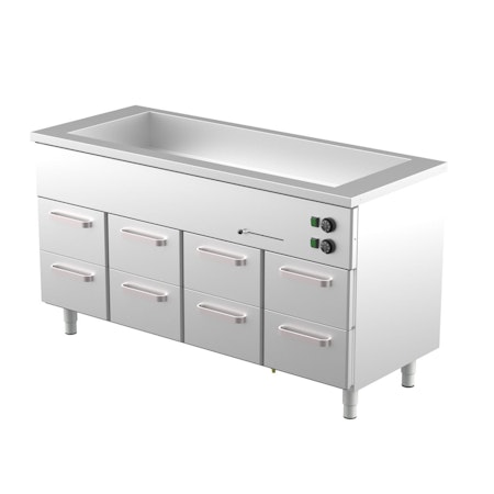 Värmeskåp med vattenbad 1600x650x900mm (4xGN1/1-150 + 8xLåda GN 1/1-150) KLH 1608, COOLPART