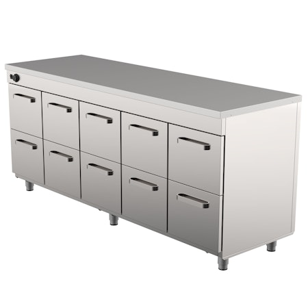 Värmeskåp Med Neutral Toppskiva Med SKÅP Eller LÅDOR, LK Serien i 4 VARIANTER, 2000x650x900mm, COOLPART