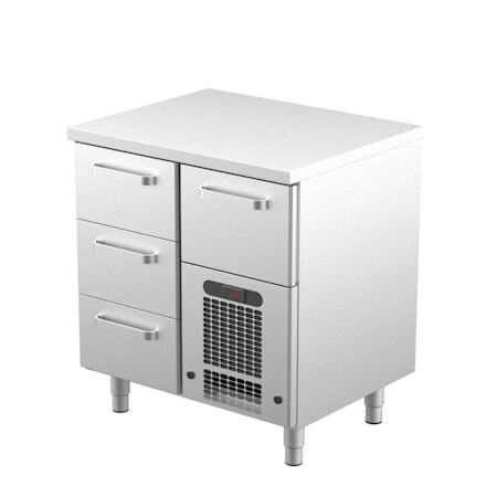 Kylbänk Rostfri Toppskiva, VLE Serien Med SKÅP Eller LÅDOR, 800x650x900 i 3 VARIANTER, COOLPART