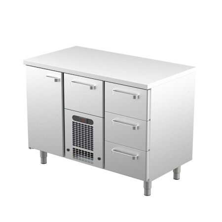 Kylbänk Rostfri Toppskiva, VLE Serien Med SKÅP Eller LÅDOR, 1200x650x900 i 4 VARIANTER, COOLPART