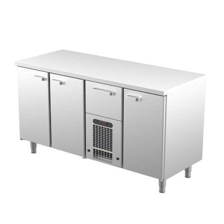Kylbänk 1600, Rostfri Toppskiva, VLE Serien Med SKÅP Eller LÅDOR, 1600x650x900 i 5 VARIANTER, COOLPART