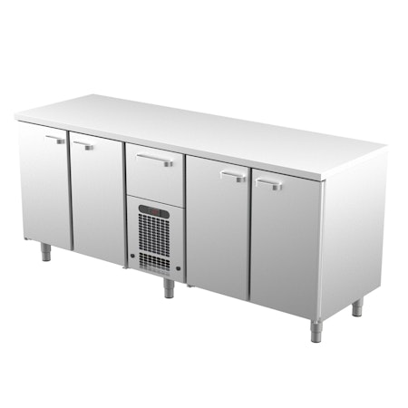 Kylbänk 2000, Rostfri Toppskiva, VLE Serien Med SKÅP Eller LÅDOR, 2000x650x900 i 4 VARIANTER, COOLPART
