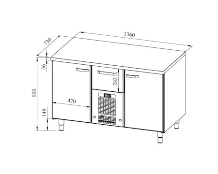 Bagerikylbänk PK1321 Rostfri Toppskiva (Passande Plåtar: 400x600mm) 1360x730x900 , COOLPART