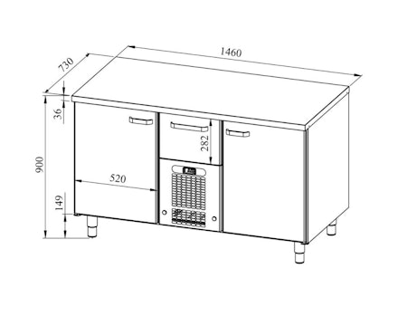 Bagerikylbänk PK-1421 Rostfri Toppskiva (Passande Plåtar: 450x600mm) 1460x730x900 , COOLPART