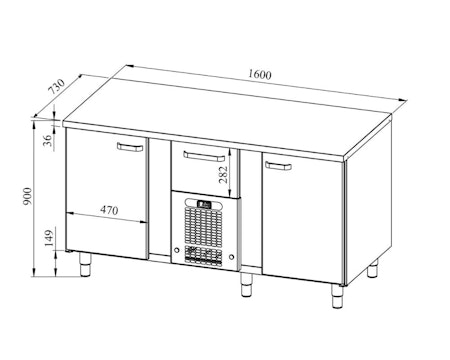 Bagerikylbänk PK-1621 Rostfri Toppskiva (Passande Plåtar: 400x600mm) 1600x730x900 , COOLPART
