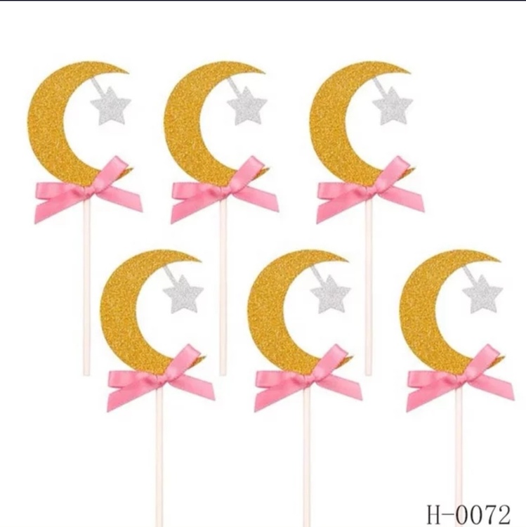 Piffa upp festen med 10-pack Moon & Star cupcake toppers!