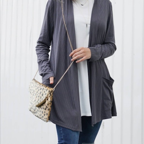 Ribbed open cardigan