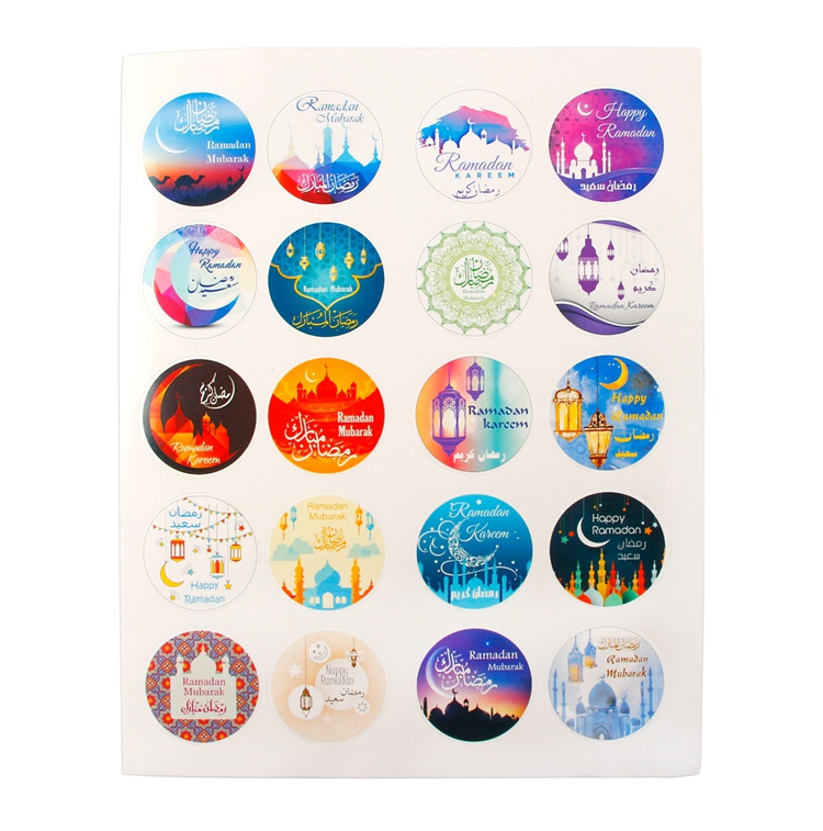 Färgglad Ramadan mubarak klistermärken 20 pack