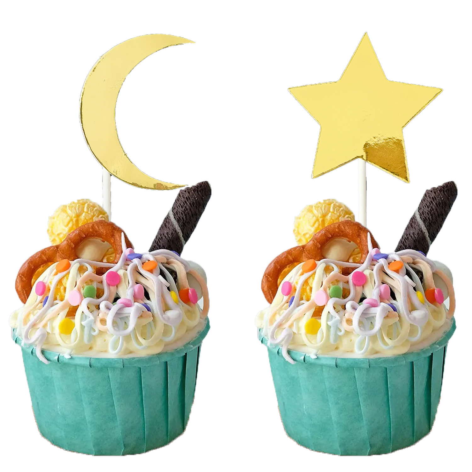 Mån och stjärn cupcake topper