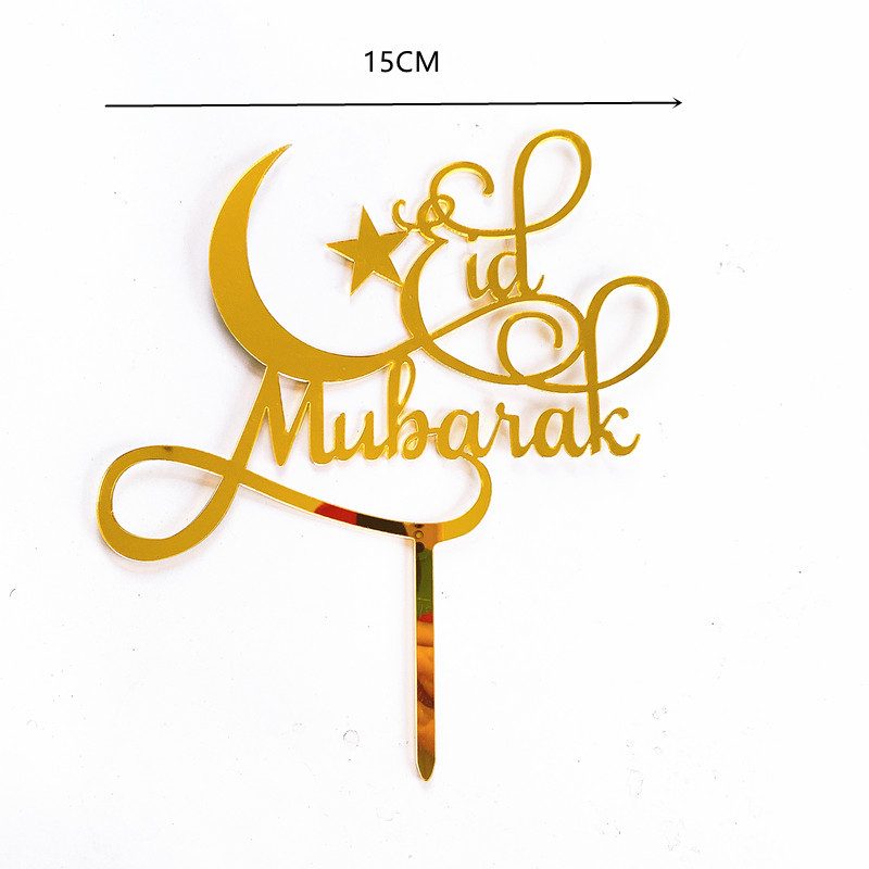 Eid mubarak text+måne acrylic caketopper