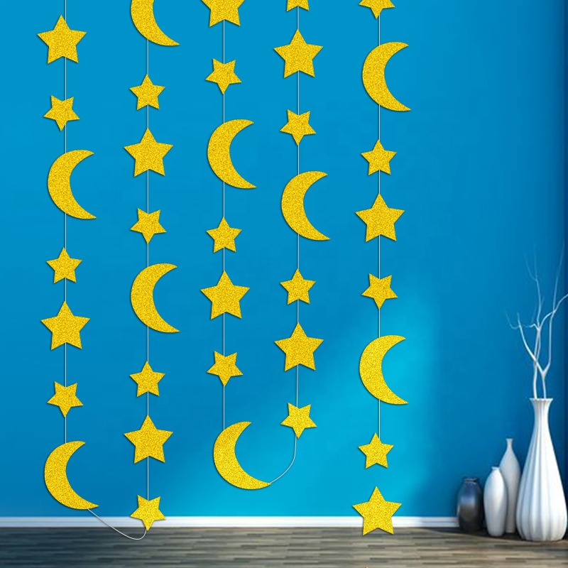 Stjärn måne glitter pappers banner