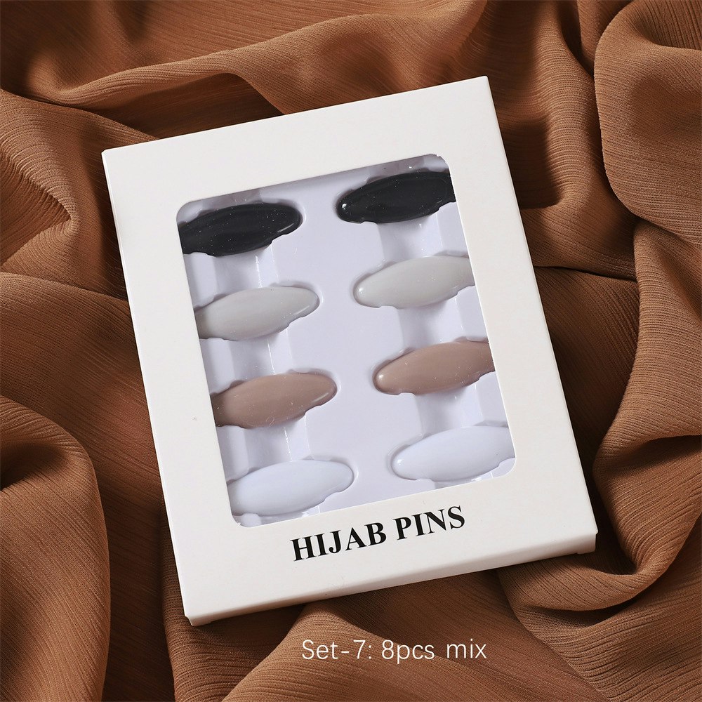 Äntligen! Nyanser för vackra hijabnålar - 8 i paketet