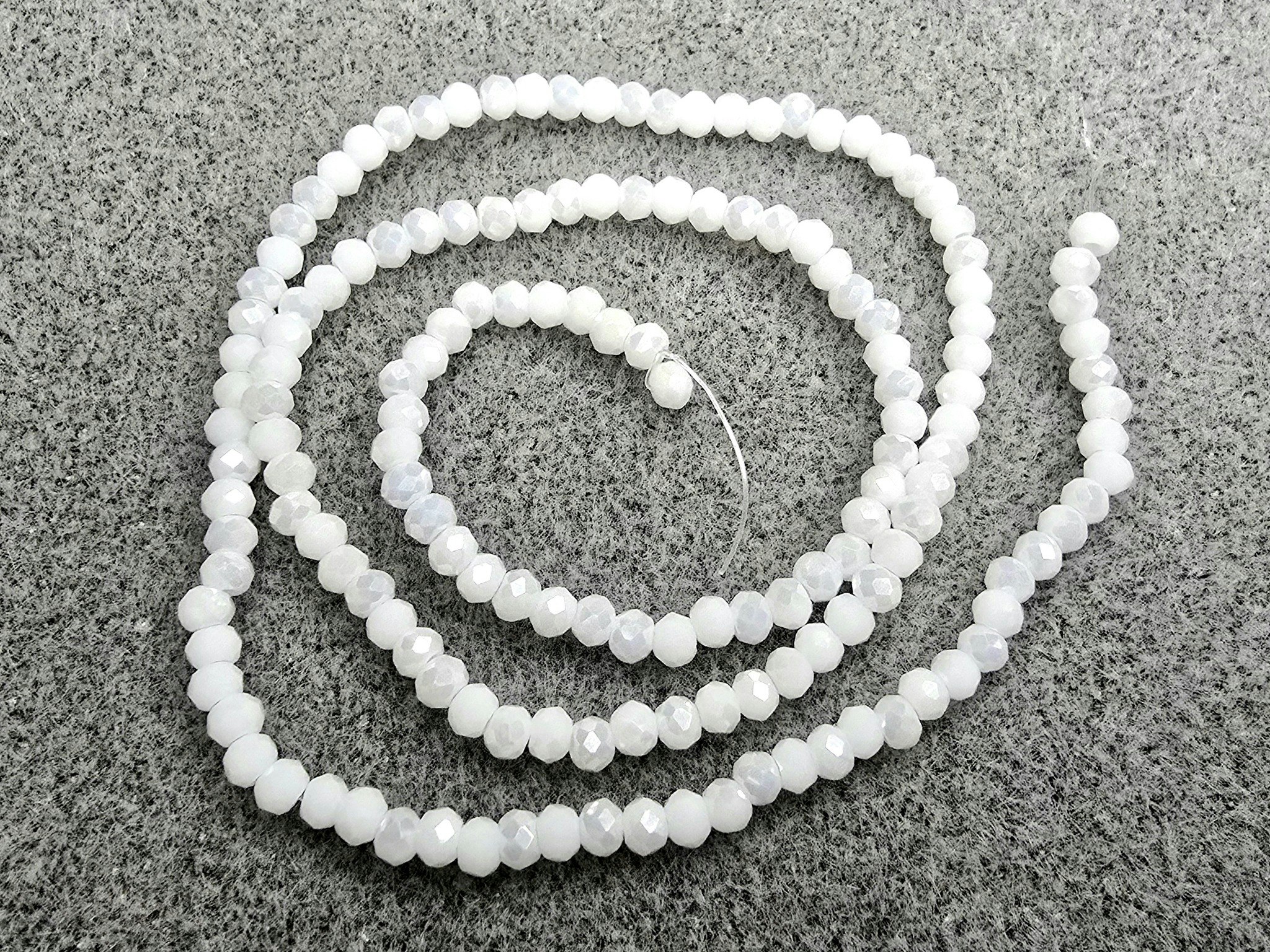3x2mm krystall rondeller hvit regnbueplatert