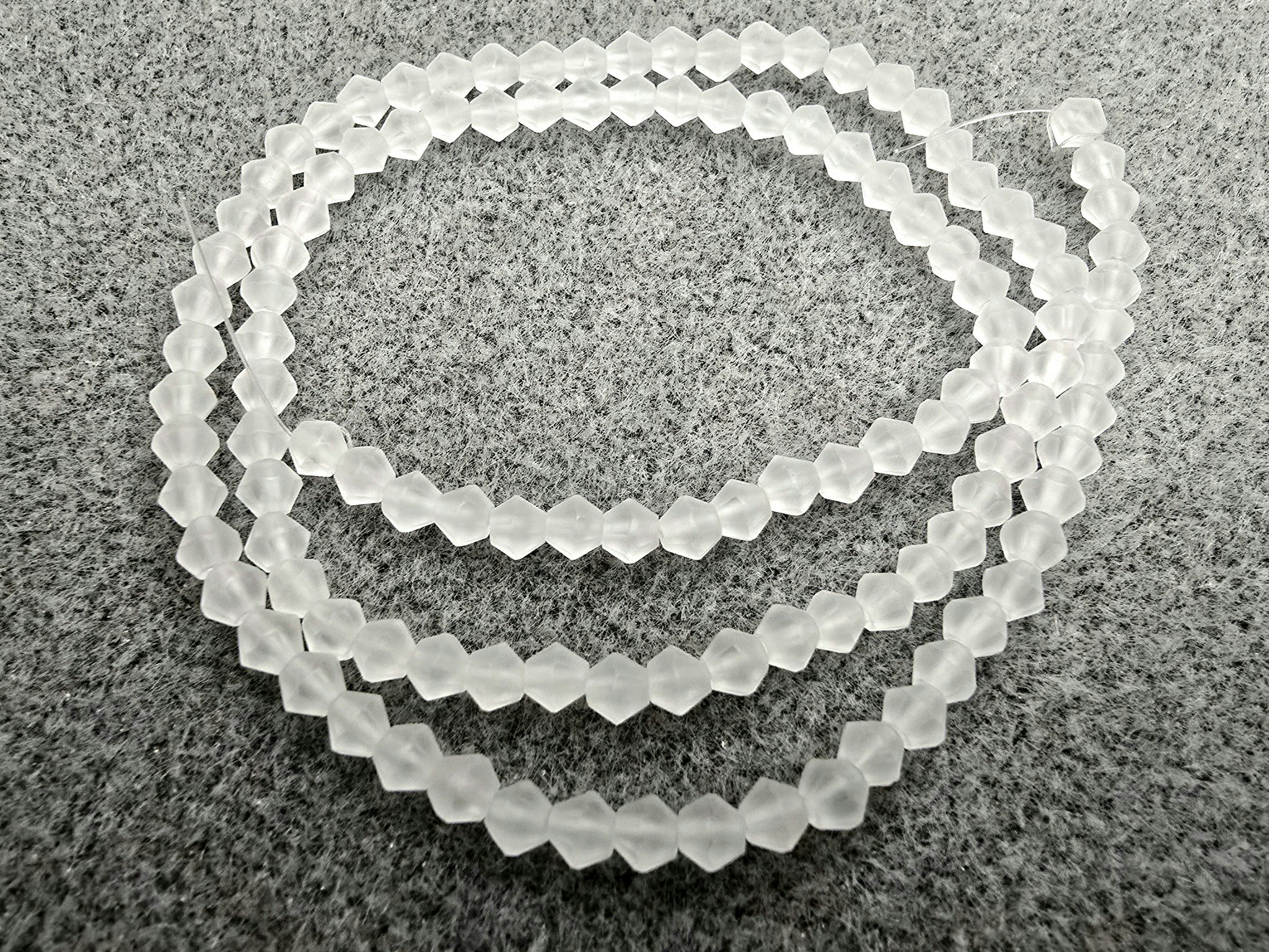 3,5x3mm bicone glassperler frostet klar