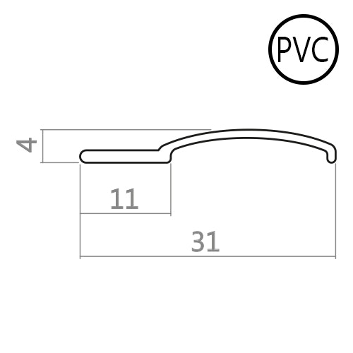 1 st / Sido-skena PVC-Vit Platt 31 mm med tejp (max 170-220 cm)