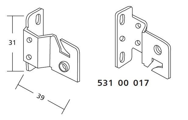 2 st / Hållare DC1 för fjädermekanism 25 mm (exkl.skruv) (14D)