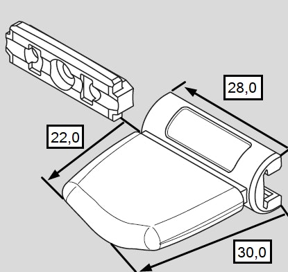 Handtag+ Fäste Vit Plissegardin Cosiflor typ: VS1-VS2 (A20M)