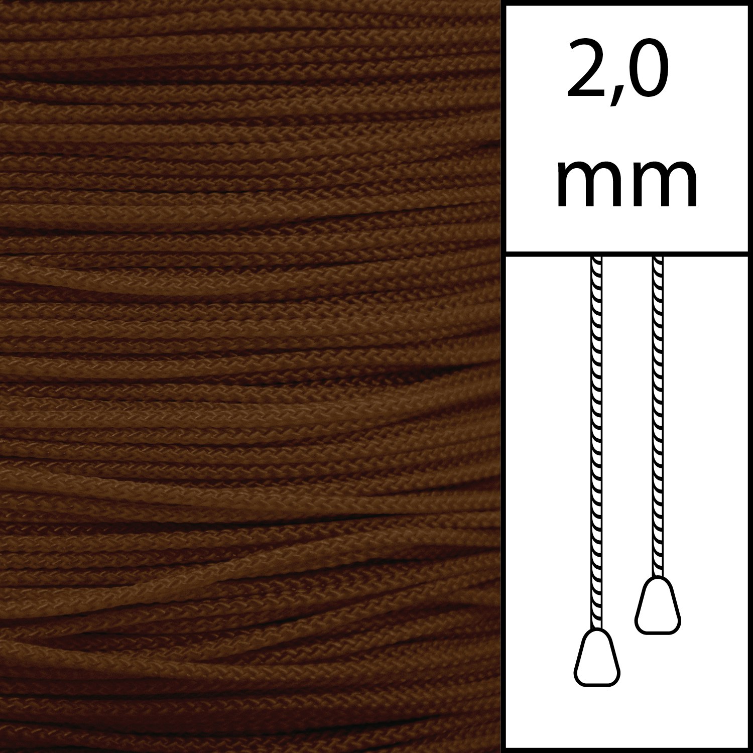 20 m Lina 2,0 mm Walnut för Persienner (Best. vara)