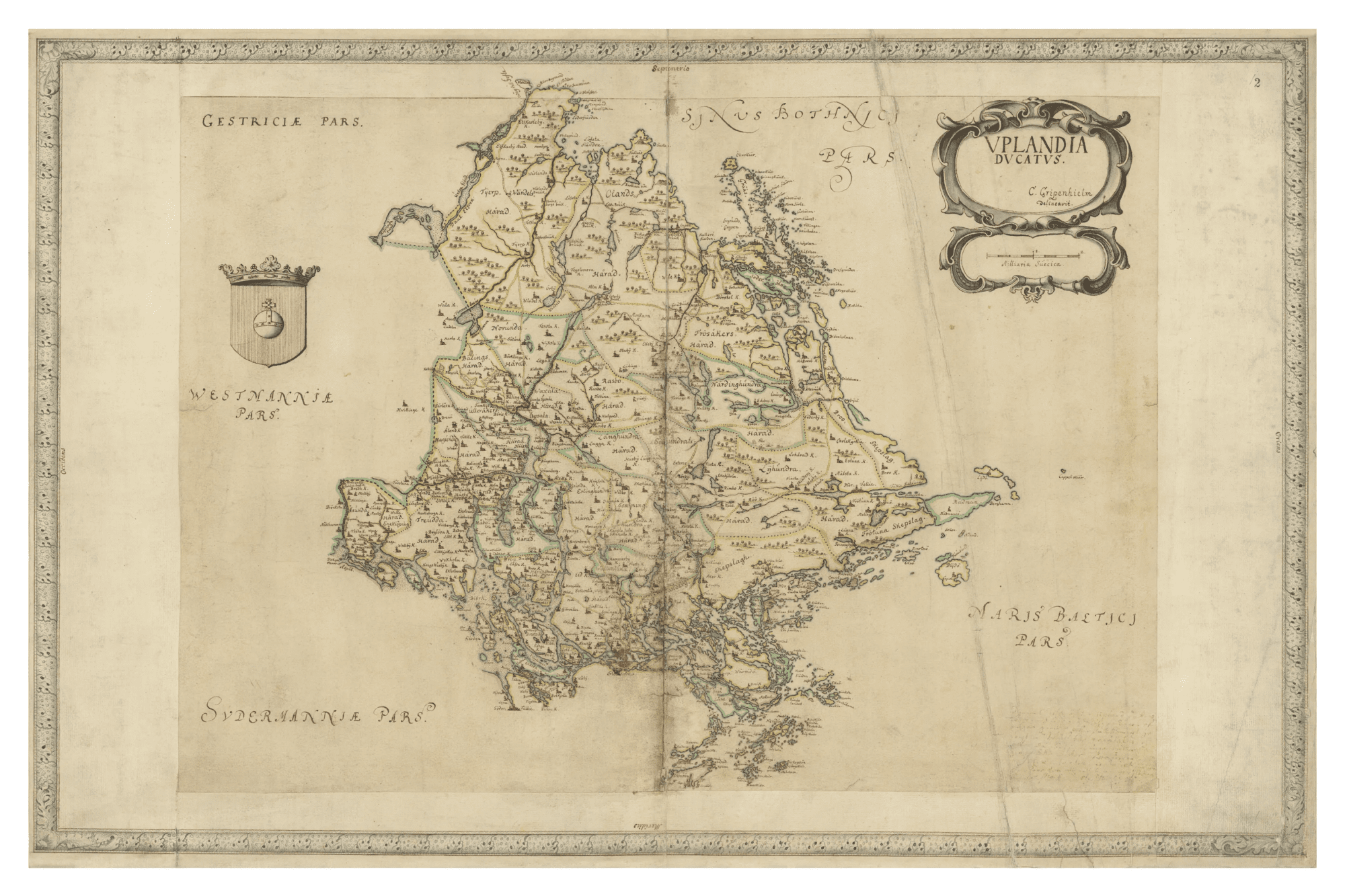 Historisk landskapskarta med städer - Historiehemmet