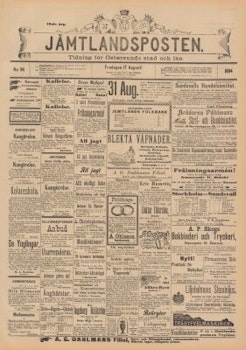 Löpsedel / Förstasida från Östersund - Jämtland (1894)