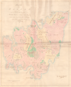 Historisk karta över Hasslö, år 1779 (Fri frakt!)