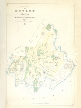 Historisk karta över Mjällby socken, år 1857 (Fri frakt!)
