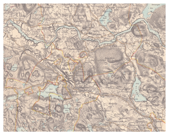 Historisk karta över Stora Skedvi och Säter, år 1898 (Fri frakt!)