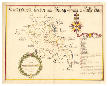 Historisk karta över Fårösund, ca. år 1700