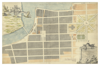 Historisk karta över Karlstad, år 1753
