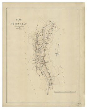 Historisk karta över Trosa, år 1845