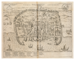 Historisk karta över Visby, år 1598