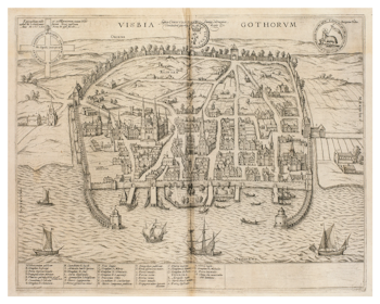 Historisk karta över Visby, år 1598