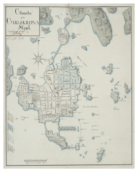Historisk karta över Karlskrona, år 1806
