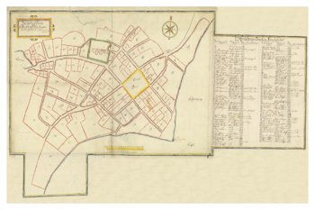 Historisk karta över Sölvesborg, år 1725