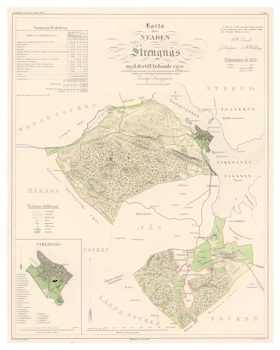 Karta över Strängnäs, år 1857