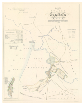 Karta över Ängelholm 1854 (Fri frakt!)