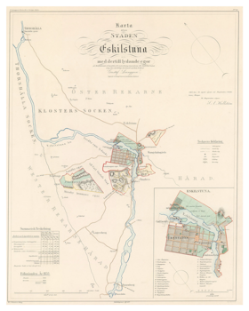 Karta från Eskilstuna 1857 (Fri frakt!)