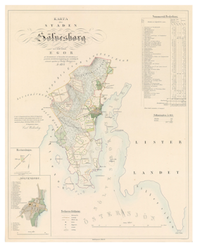 Karta över Sölvesborg, år 1854