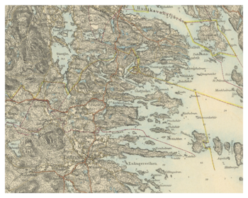 Historik karta över Njutånger och Iggesund, år 1900 (Fri frakt!)