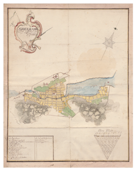 Historisk karta över Söderhamn, år 1770 (Fri frakt!)